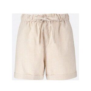 Uniqlo Linen Blend Cream High Rise Cinch Shorts XS